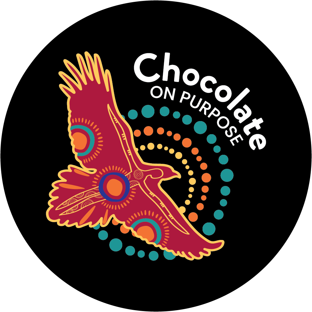 Chocolate On Purpose Logo: Eagle Creator Maliyan carrying within him Yindama, the spirit within.